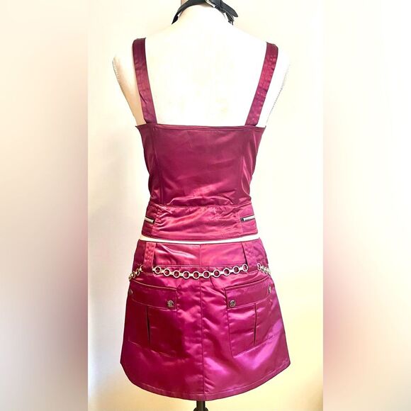 Vintage Lip Service Burgundy Skirt with Cargo Pockets & Top Set SZ Large - Picture 3 of 11